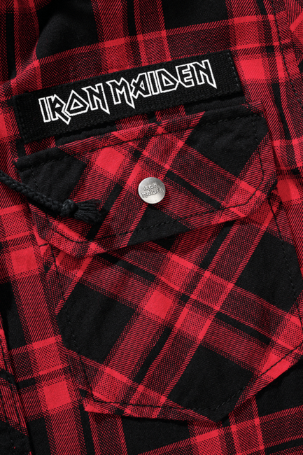 Brandit Iron Maiden Πουκάμισο με Κουκούλα Eddy, Σκούρο Κόκκινο και Μαύρο