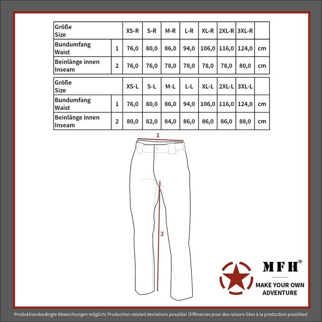 MFH BW Field Pants, Large Sizes, Black