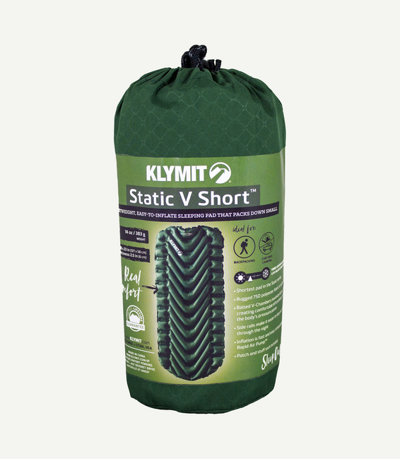 Klymit Static V Short napihljiva podloga za spanje, zelena