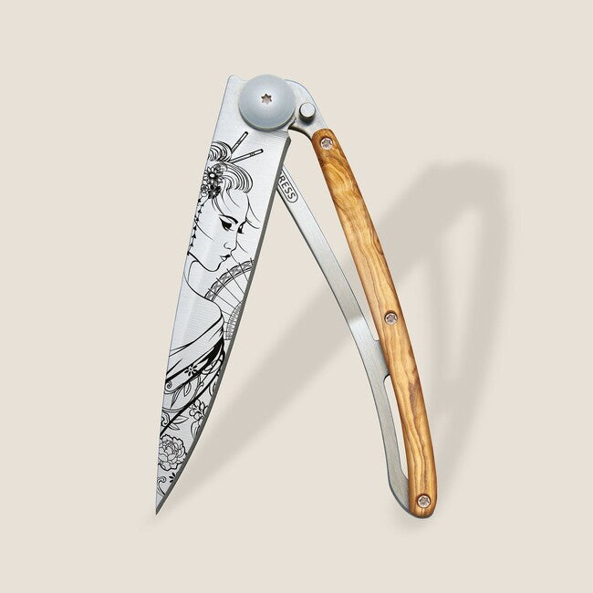 Deejo Tattoo Geisha Folding Knife Wood