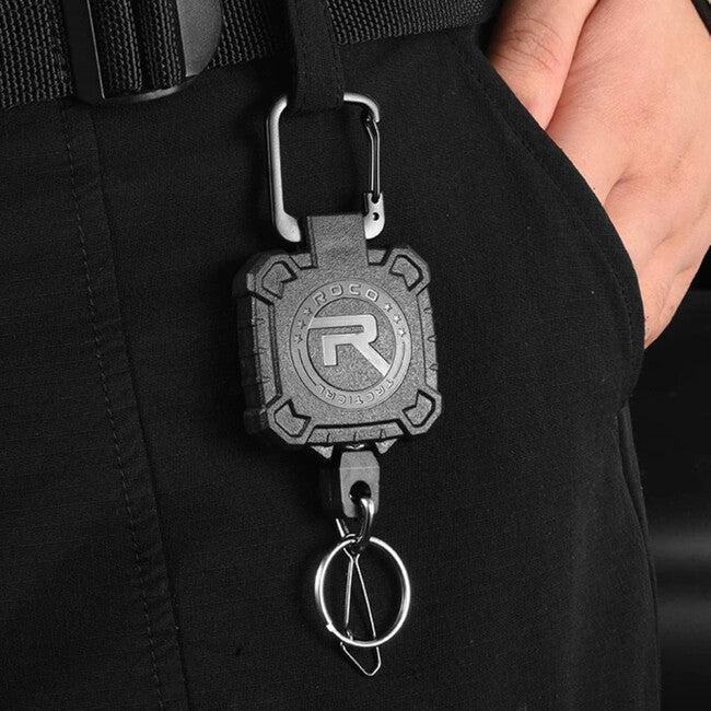 Leguon Keyhex Karabiner mit Stahlseil für Schlüssel, schwarz