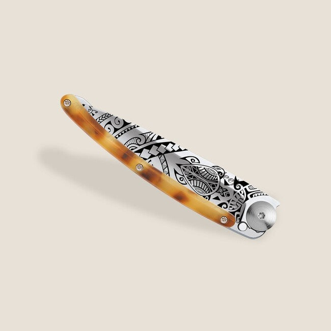 Deejo Tattoo Turtle Polynesian Folding Knife