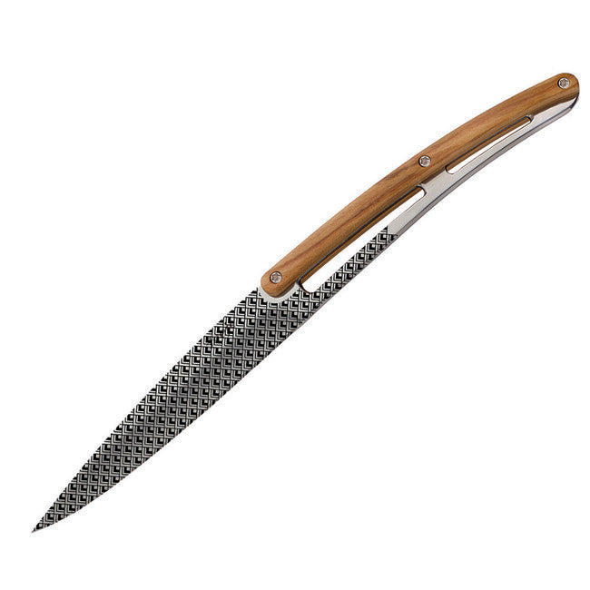 Deejo 6 Knife Set Polished Blade Olive Wood Geometry Design