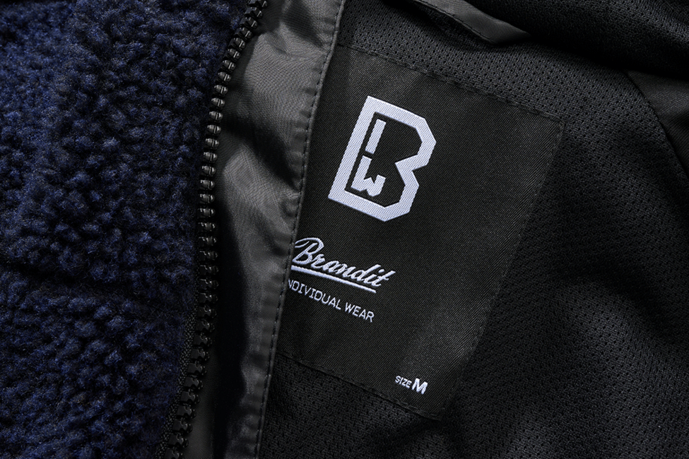 Brandit Teddyfleece Worker Fleece Hoodie Jacket, Navy Blue