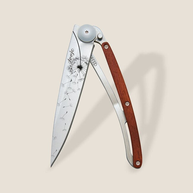 Deejo Tattoo Folding Knife Coralwood Make a Wish