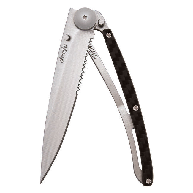 Deejo Serration Titanium Carbon Folding Knife