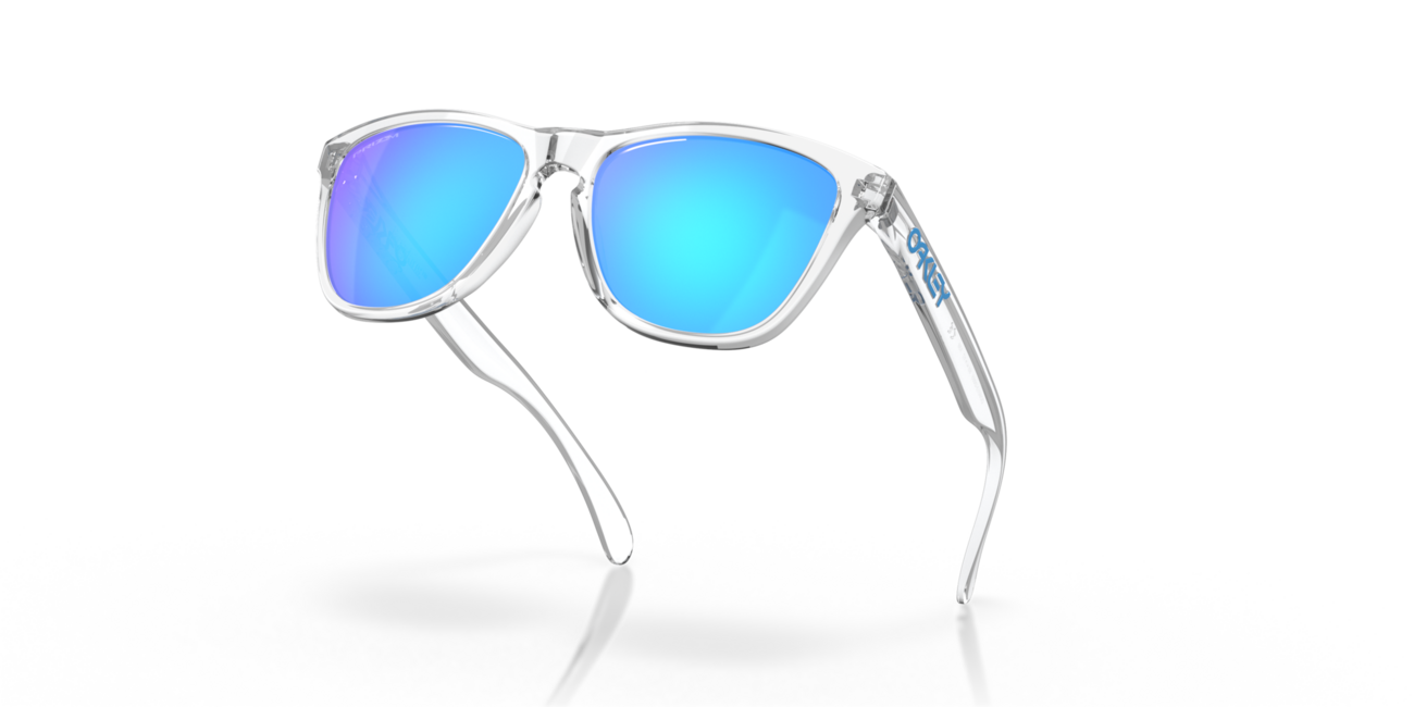 Oakley Frogskins Sunglasses, Crystal Clear Frame, Prizm Sapphire Iridium Lenses, 55