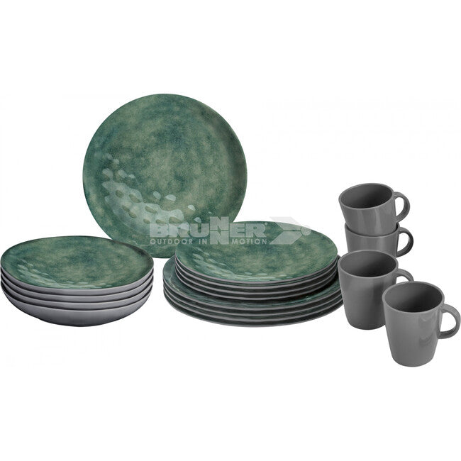 Brunner Lunch Box Venetian Camping Dinnerware Set, Green