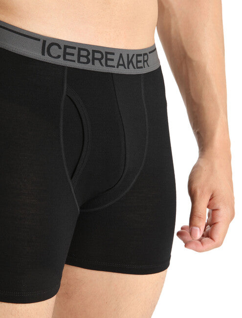 Icebreaker Men's Anatomica Boxer Briefs with Fly, Black