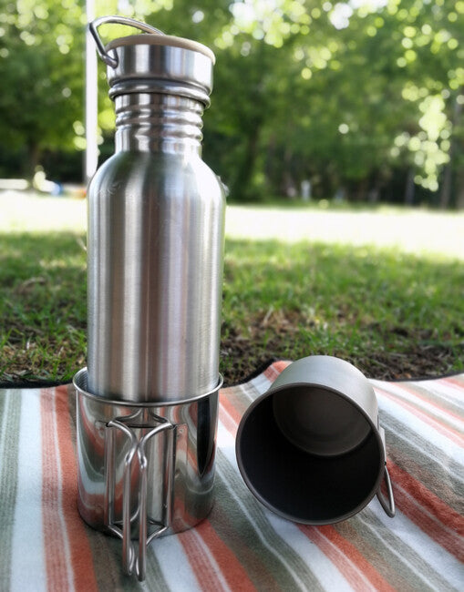 BasicNature Space Safer Mini Stainless Steel Mug 0.35L Folding Handle