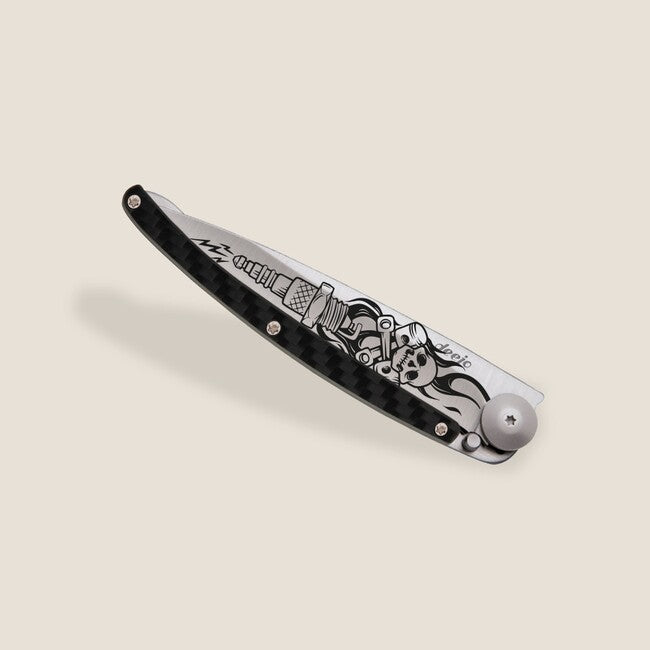 Deejo Tattoo Fiber Biker Folding Knife