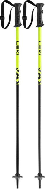 LEKI Rider Kids Ski Poles, Black/Neon Yellow/White