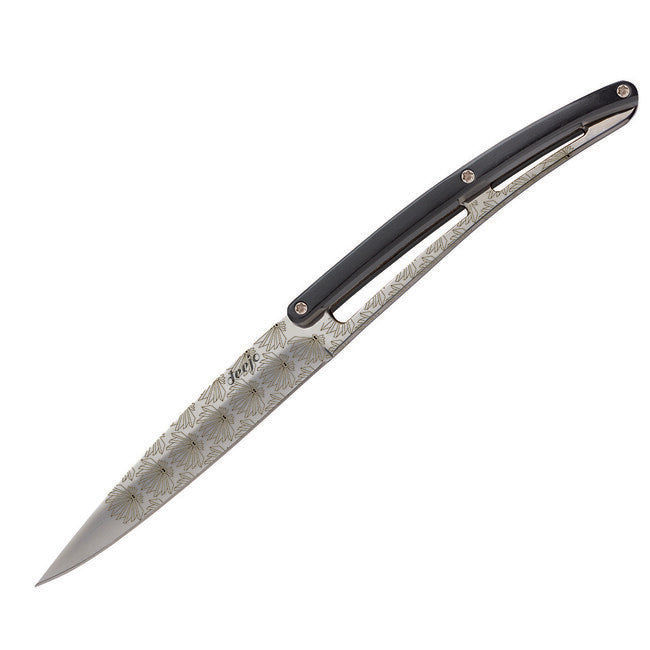 Deejo Set of 6 Knives Polished Blade Black ABS Handle Art Deco Design