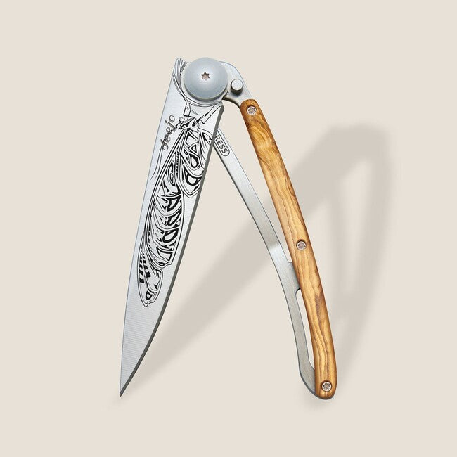 Deejo Tattoo Wood Butterfly Folding Knife