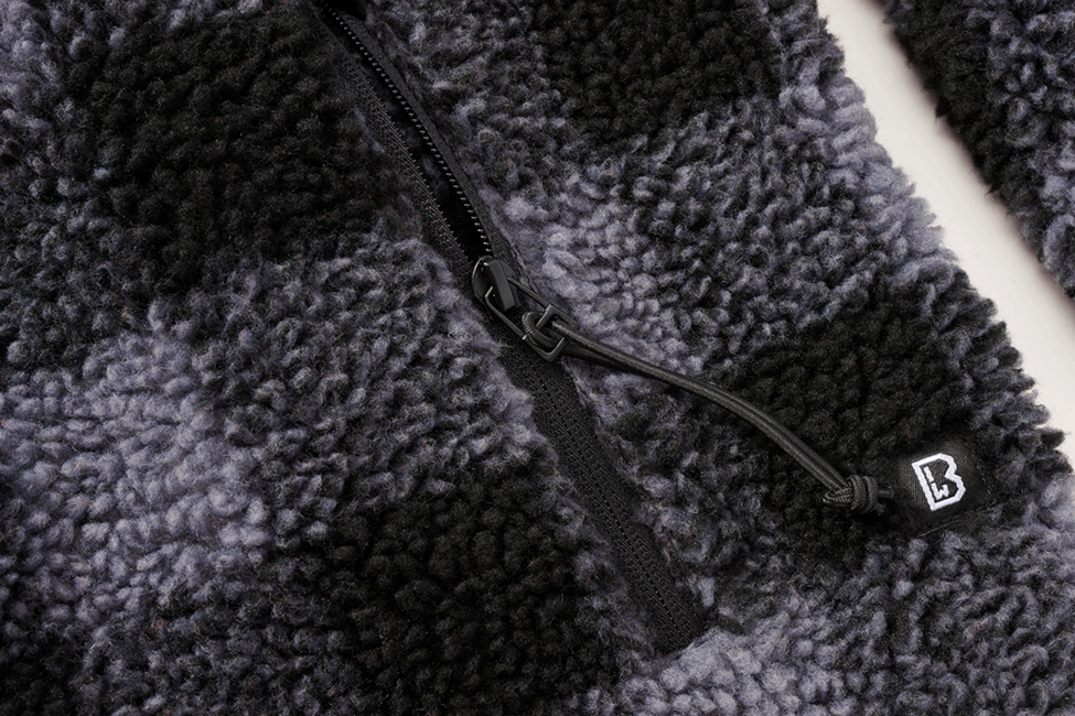 Brandit Teddyfleece Worker Fleece Hoodie Jacket, Black/Grey