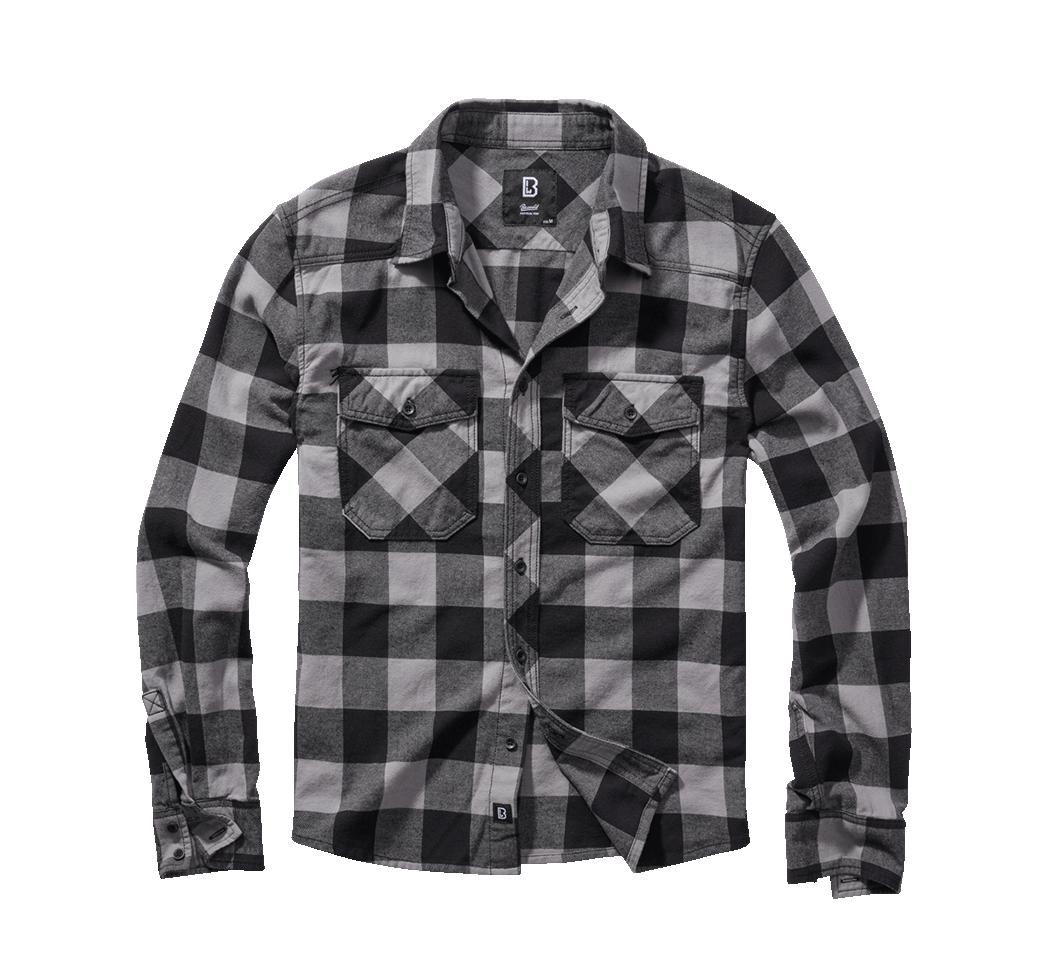 Brandit Check košeľa s dlhými rukávmi, čierna+charcoal