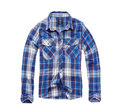 Brandit Check langarmhemd, navy blau