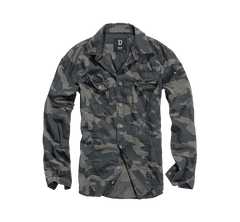 Brandit Slimfit Hemd, Darkcamo