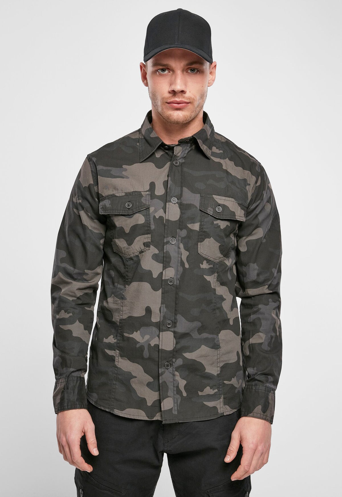 Brandit Slimfit košeľa, Darkcamo