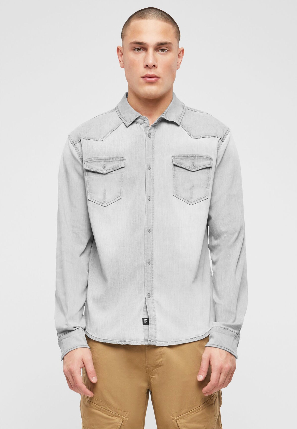 Brandit Riley denim košeľa, šedá