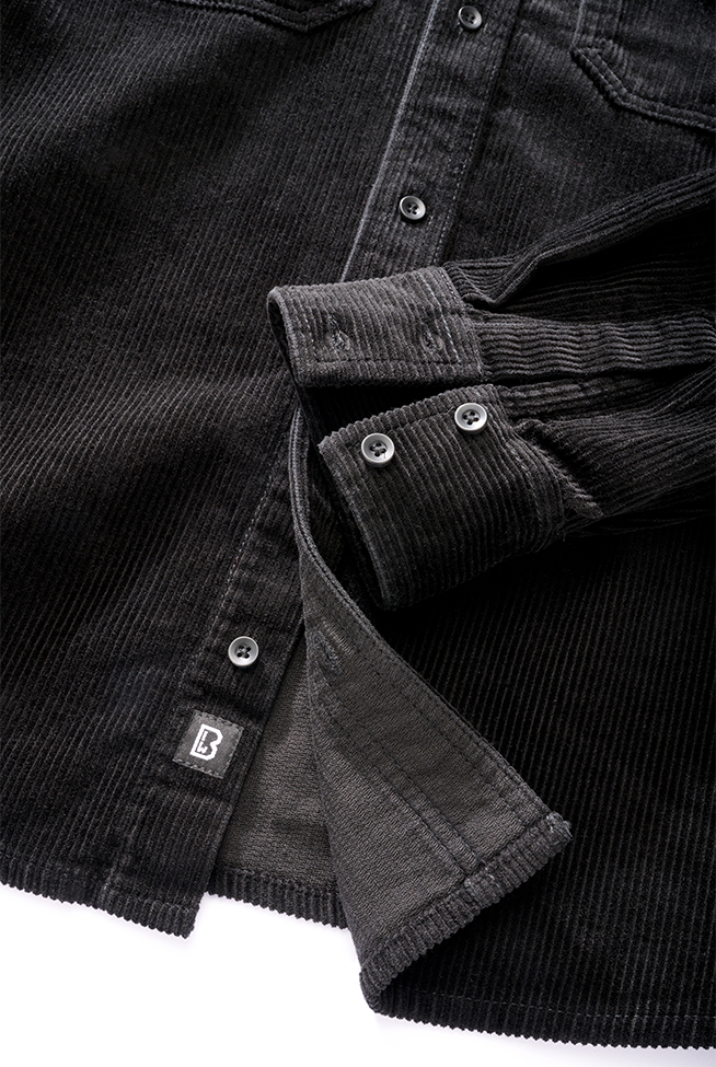 Brandit Classic Corduroy košeľa s dlhými rukávmi, čierna