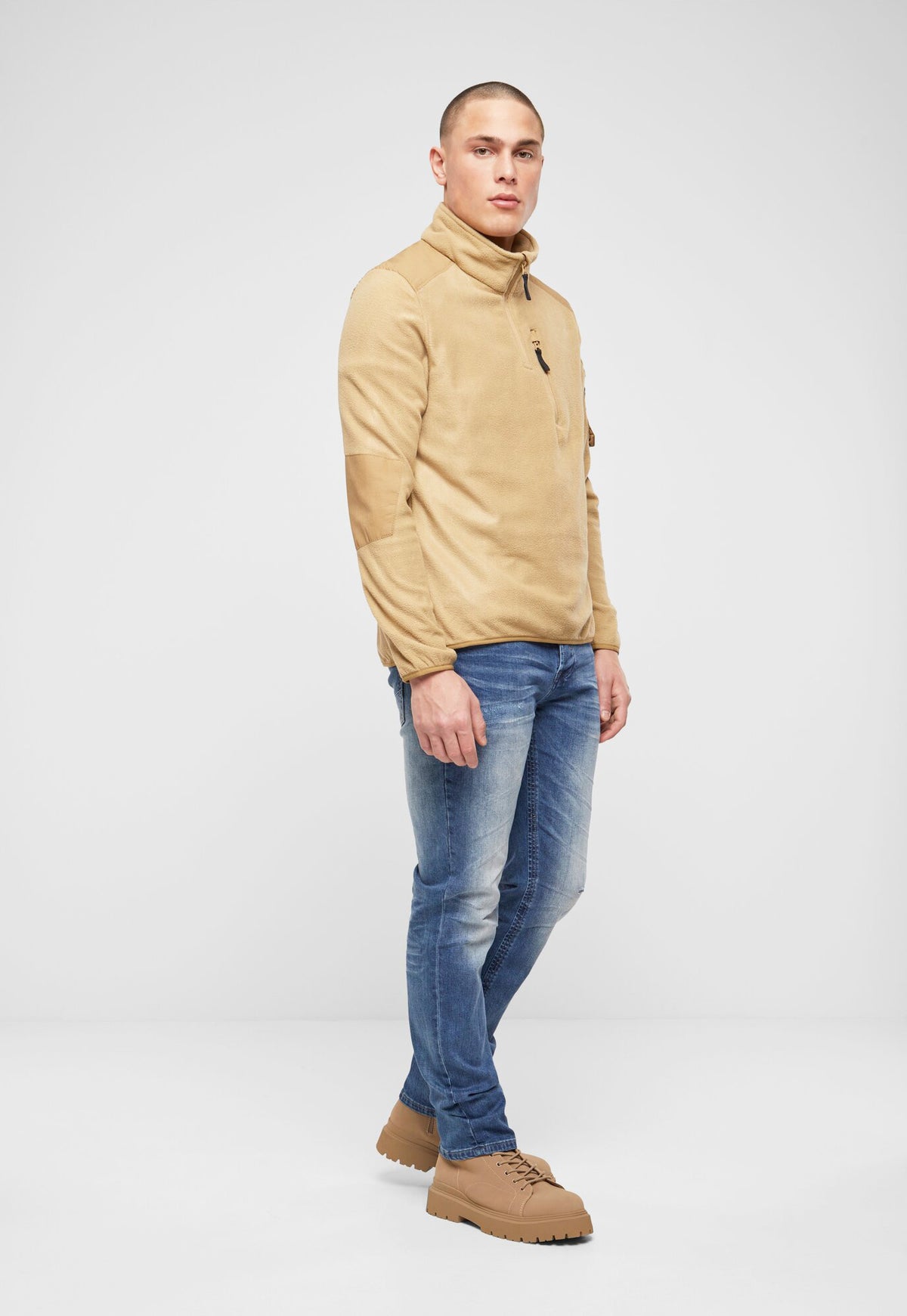 Brandit mikina Flísová Ripstop na zips, camel