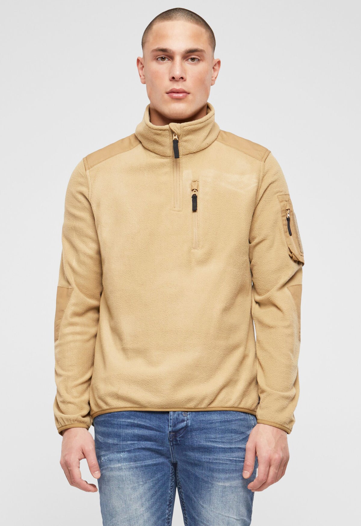 Brandit mikina Flísová Ripstop na zips, camel