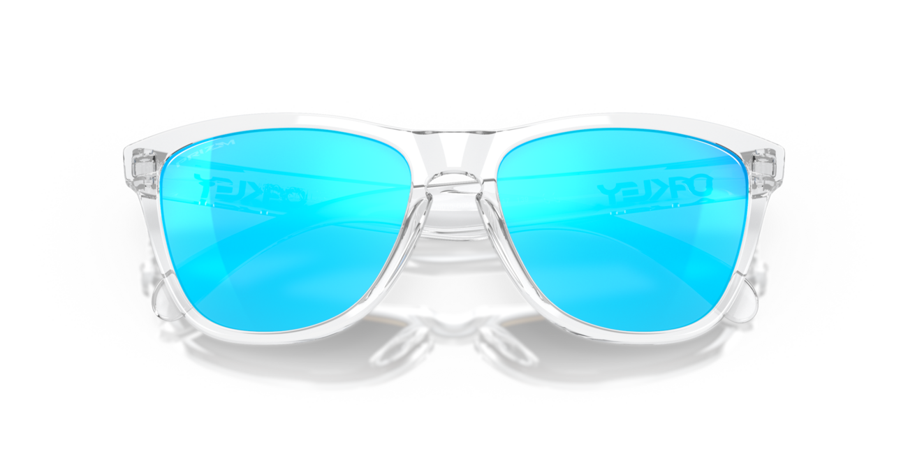 Oakley Frogskins Sunglasses, Crystal Clear Frame, Prizm Sapphire Iridium Lenses, 55