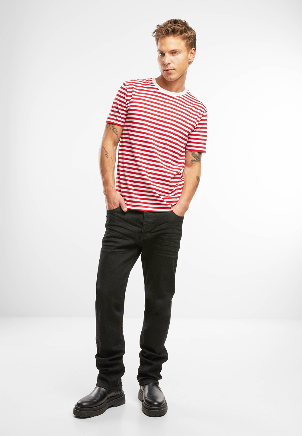 Brandit pánske námornícke pásikavé tričko, červeno-biele