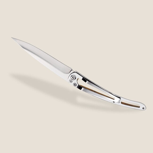 Deejo Tattoo Mirror Folding Knife, Olive Wood Tree