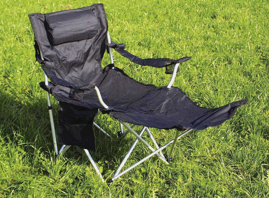 BasicNature Luxus Πτυσσόμενη Καρέκλα Camping, Μαύρο