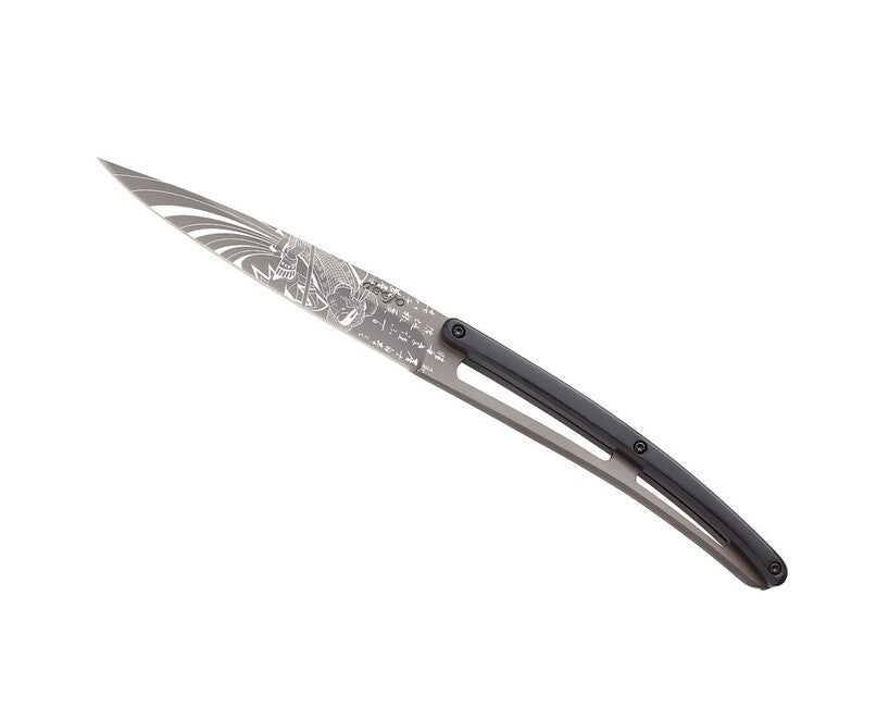 Deejo Tattoo Steak Knife Set, Light Grey Surface Ebony Japan