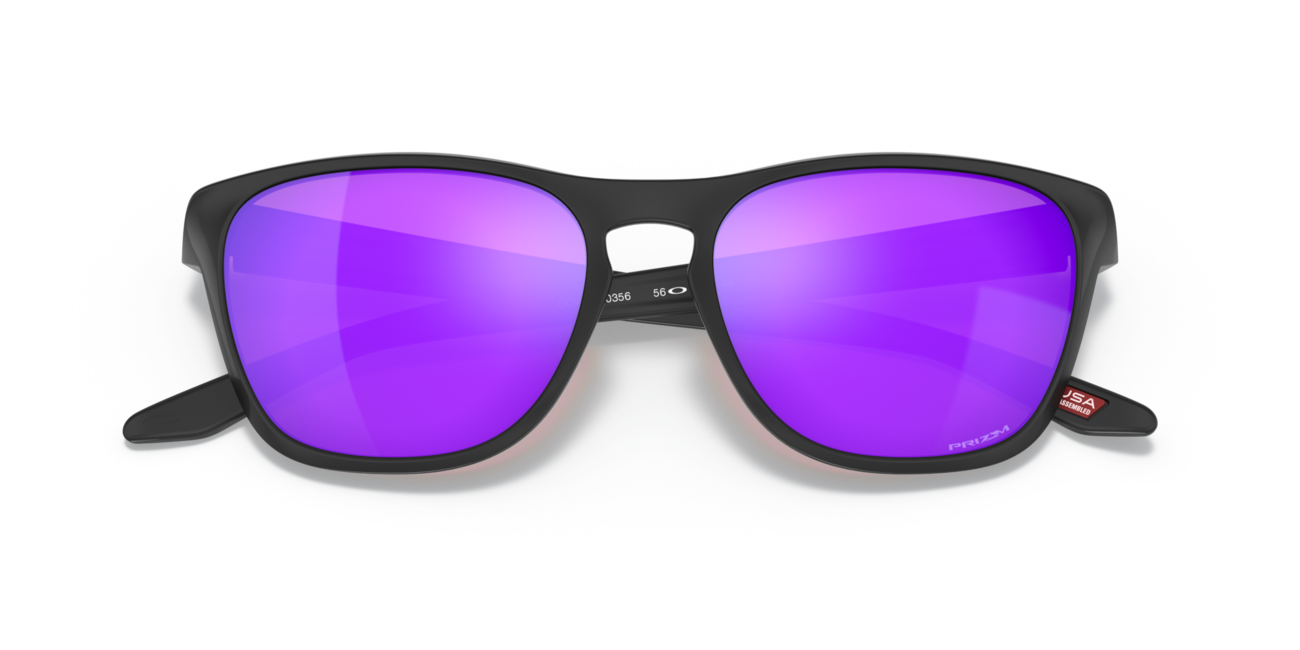 Oakley MANORBURN Sunglasses, Matte Black Frame, Prizm Violet Lenses, 56