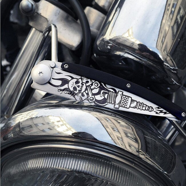 Deejo Tattoo Biker Αναδιπλούμενο Μαχαίρι Ebony Wood