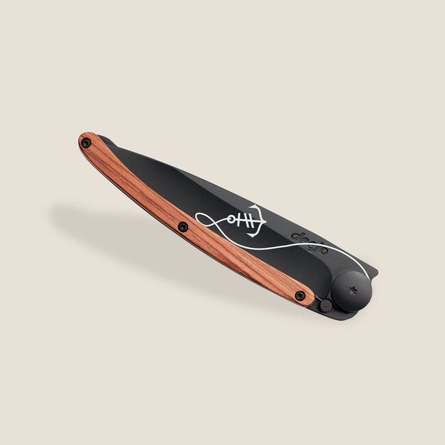 Deejo Anchor Folding Knife, Ocean Black Coralwood