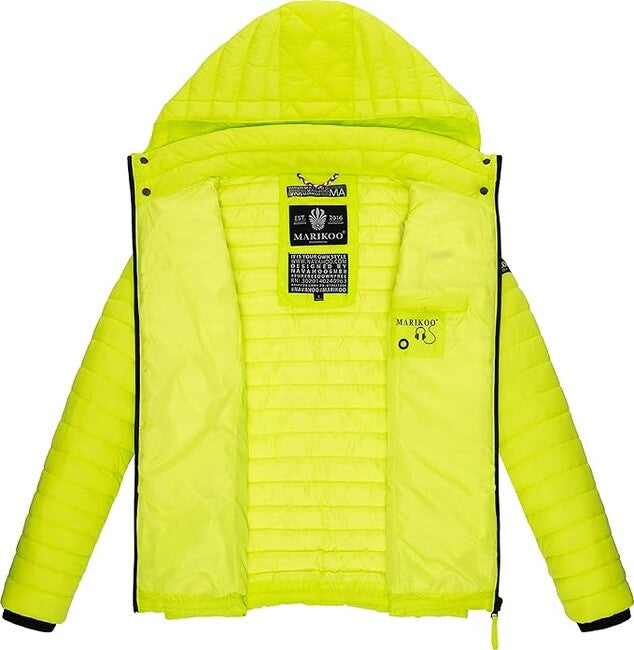 Marikoo Samtpfote damen übergangsjacke mit kapuze, neongrün