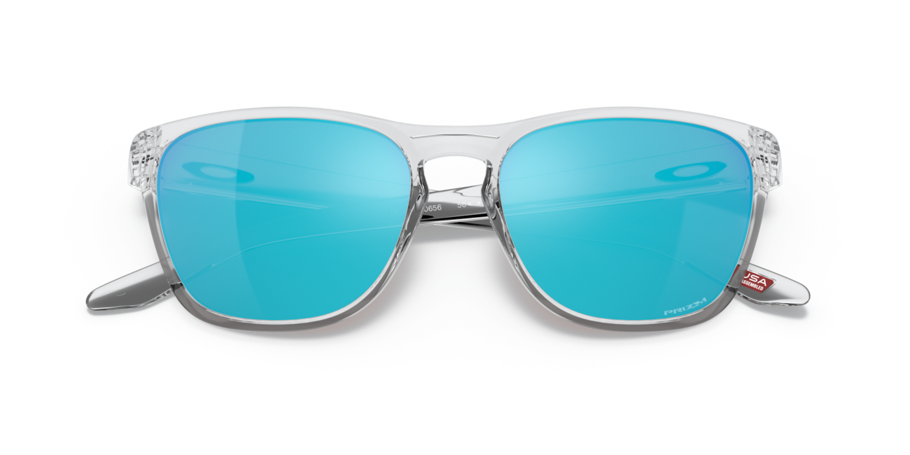 Oakley MANORBURN Sunglasses, Polished Clear Frame, Prizm Sapphire Lenses, 56