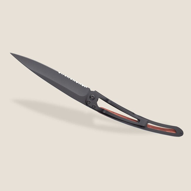 Deejo Serration Klappmesser schwarzes Korallenholz Topographie