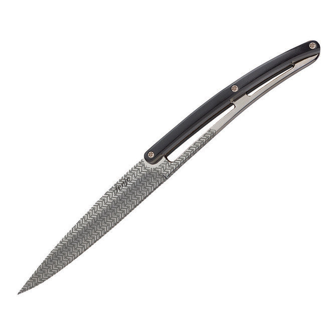 Deejo Set of 6 Knives Polished Blade Black ABS Handle Geometry Design