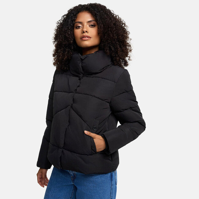 Marikoo Jalliaa damen kurze winterjacke mit hohem kragen, schwarz