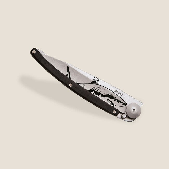 Deejo Tattoo Wood Shark Folding Knife
