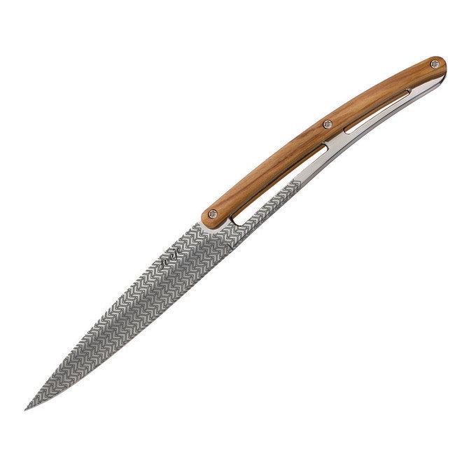 Deejo 6 Knife Set Polished Blade Olive Wood Geometry Design