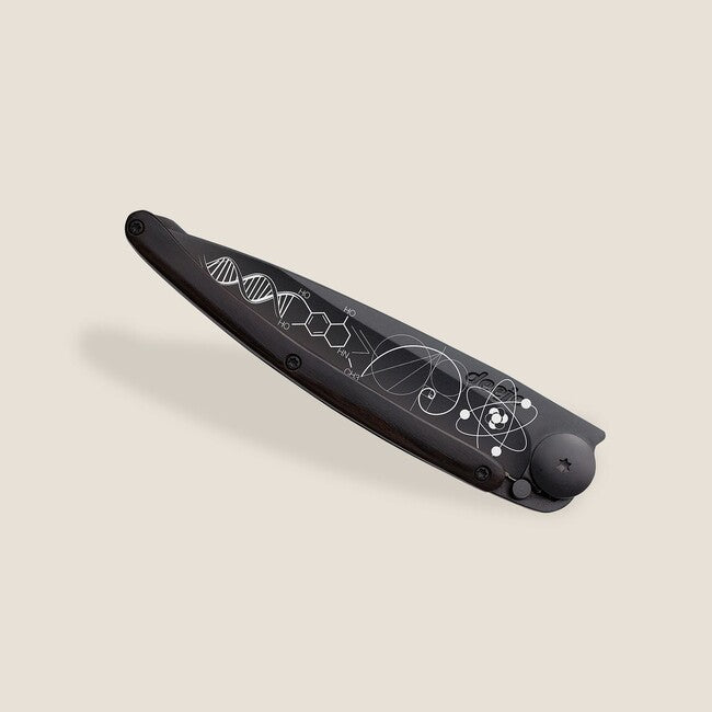 Deejo Tattoo Μαχαίρι Αναδιπλούμενο, Μαύρο Ebony Wood Science