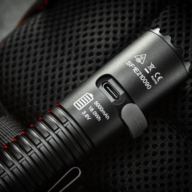 Speras Tactical Rechargeable Flashlight E21 EDC 2000LM, Black