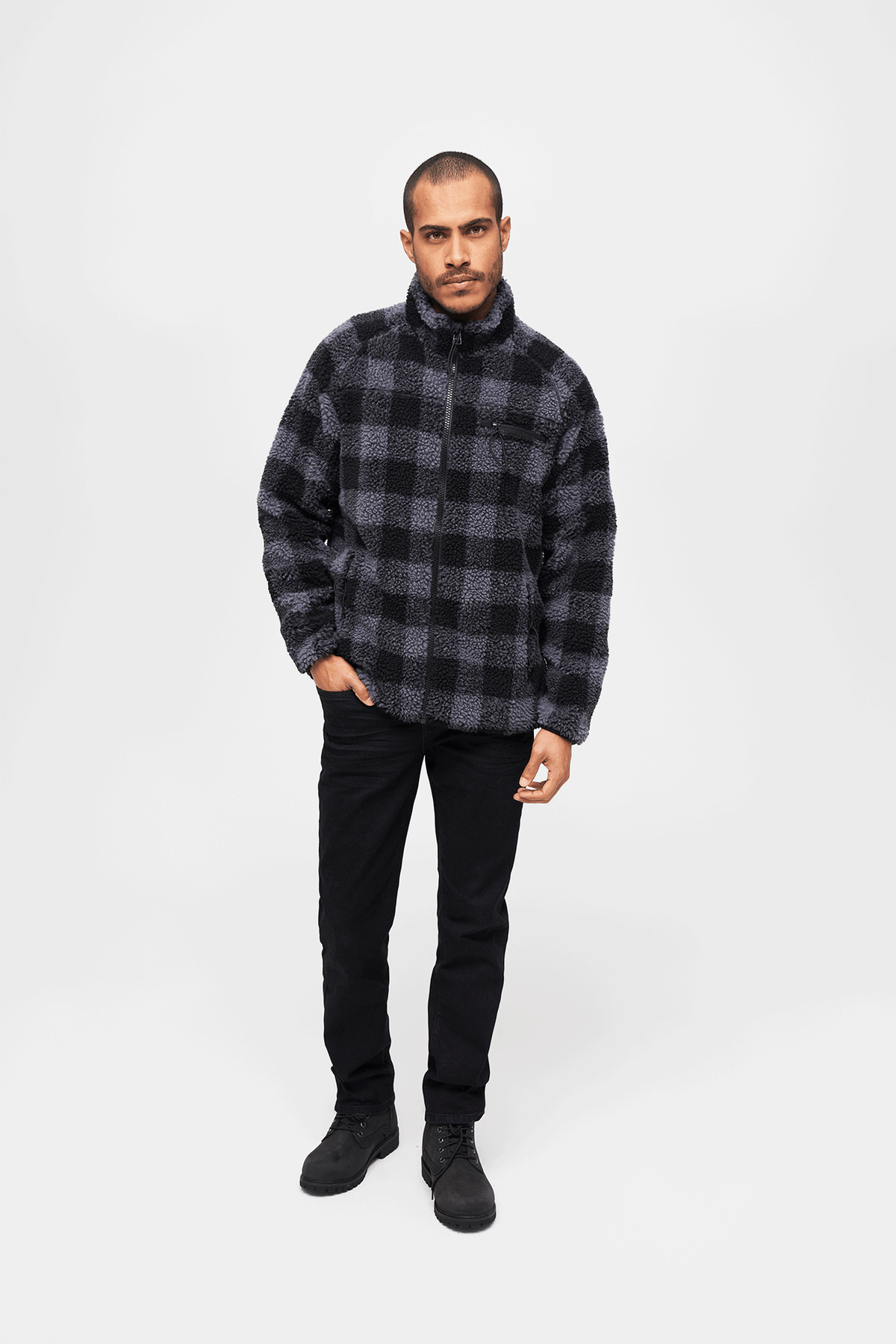 Brandit Teddyfleece bunda flísová, čierna/sivá