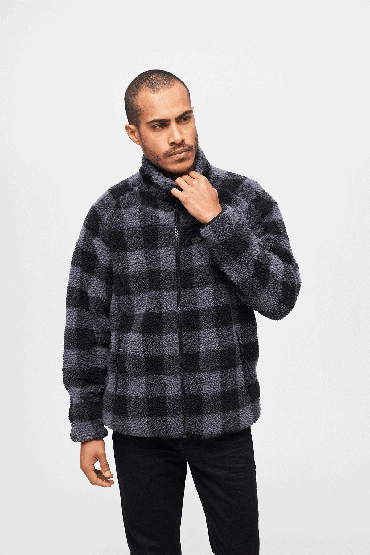 Brandit Teddyfleece bunda flísová, čierna/sivá