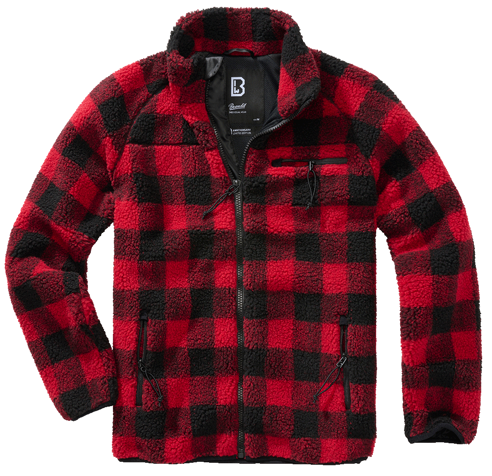 Brandit Teddyfleece bunda flísová, červená/čierna