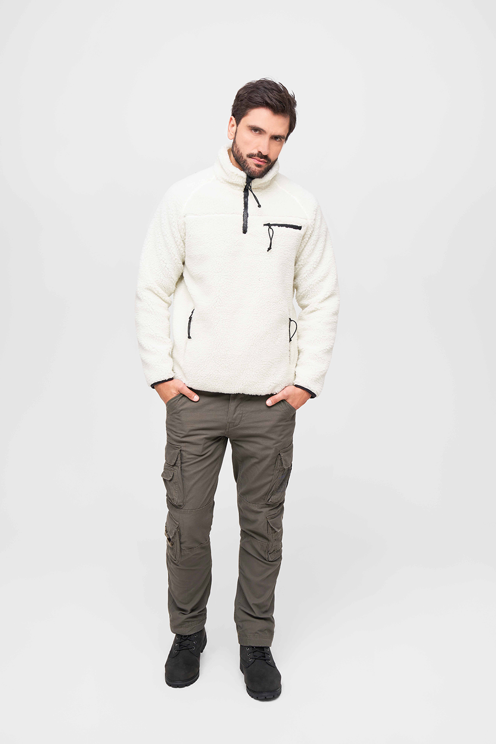 Brandit Teddyfleece Troyer bunda flísová, biela