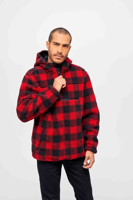 Brandit Teddyfleece Worker pullover, red/black