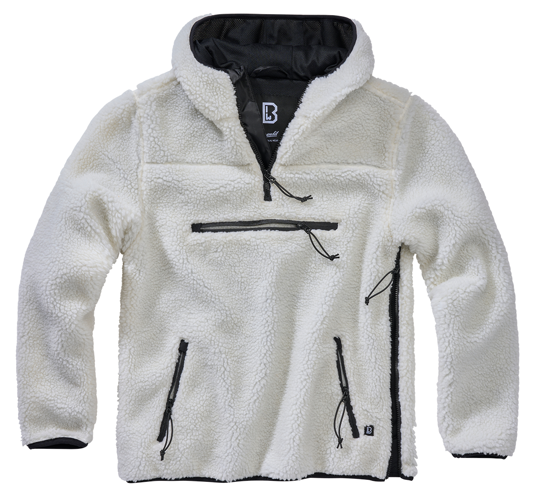 Brandit Teddyfleece Worker flísový pulóver, biela
